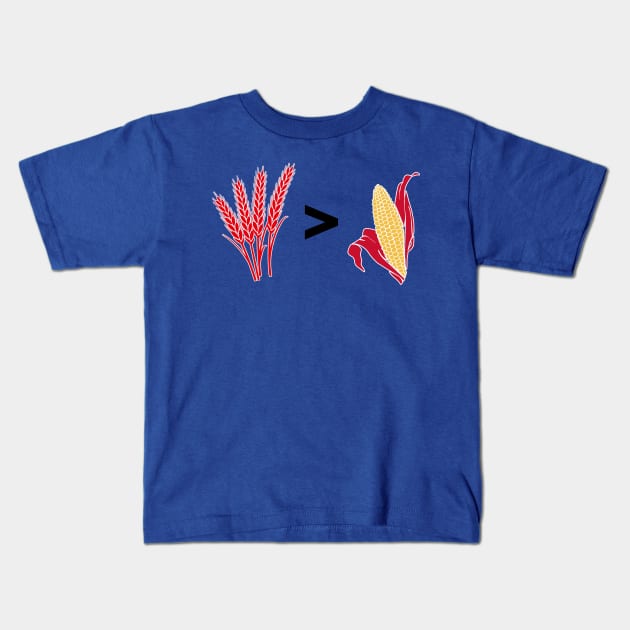 Wheat > Corn Kansas Jayhawks Blue Kids T-Shirt by Fountain City Designs KC